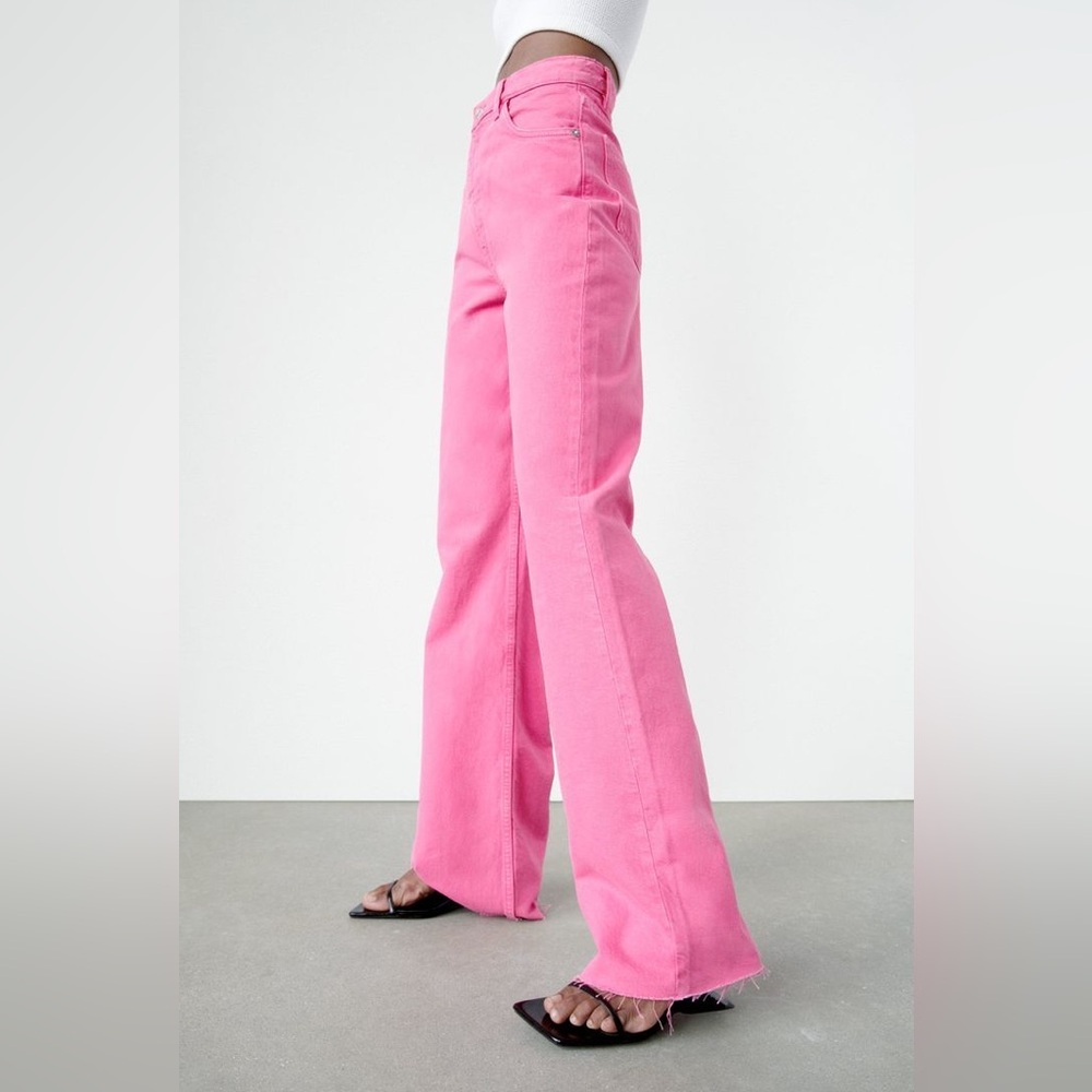 Zara Pink Wide Leg Jeans